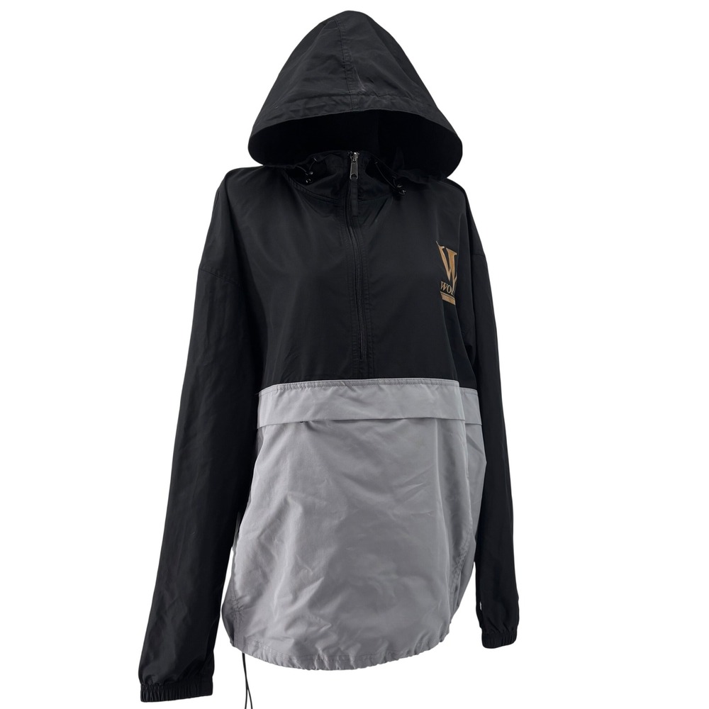 Champion Wofford College Windbreaker Half Zip Anorak Black Grey Gold Unisex XL